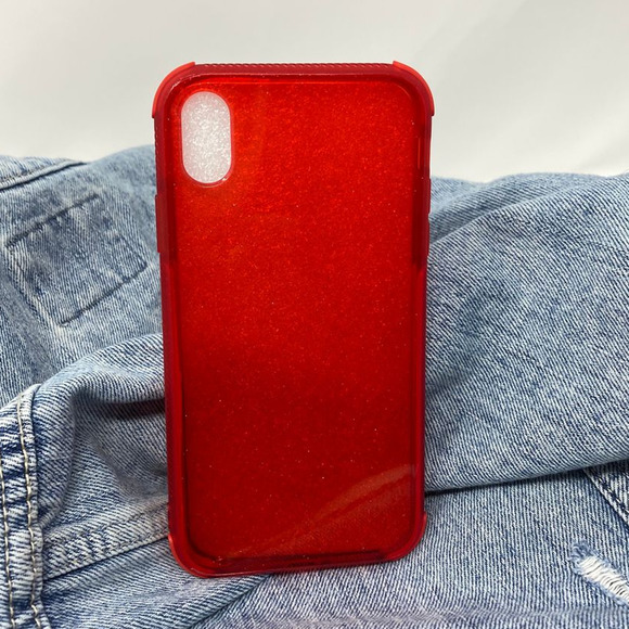 iPhone 7/8 Plus Case Clear Red Glitter Cover - Picture 2 of 8